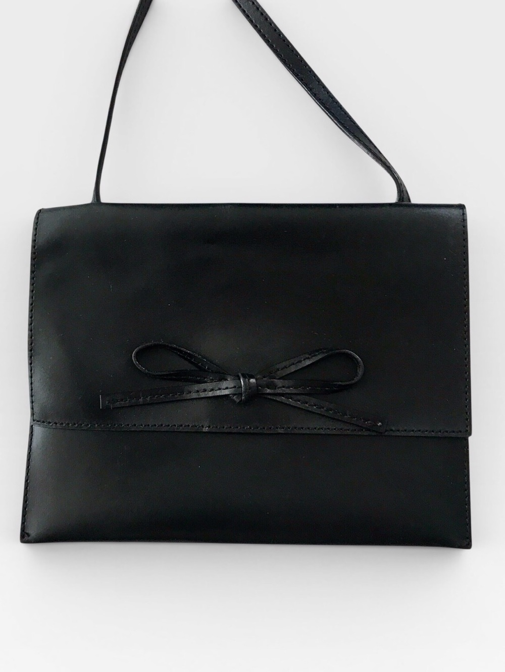 Gap Black Leather Crossbody Purse Bow-Accent Shoulder Small Bag